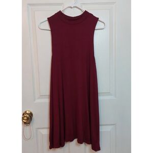 Cherish Burgundy Red Sleeveless Mini Shift Dress A Line Minimalist Stretchy Sz S